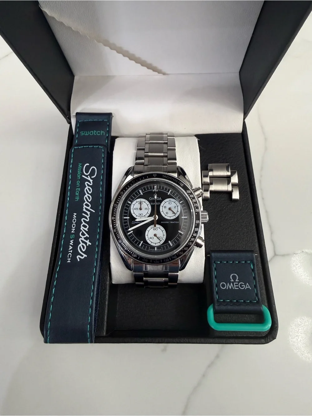 MoonSwatch MOD MISSION TO EARTH STAINLESS STEEL watch black dial